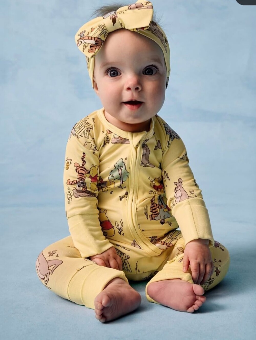 Little Sleepies DisneyYellow Winnie-the-Pooh Print Baby One-Piece Zipper Zippie
